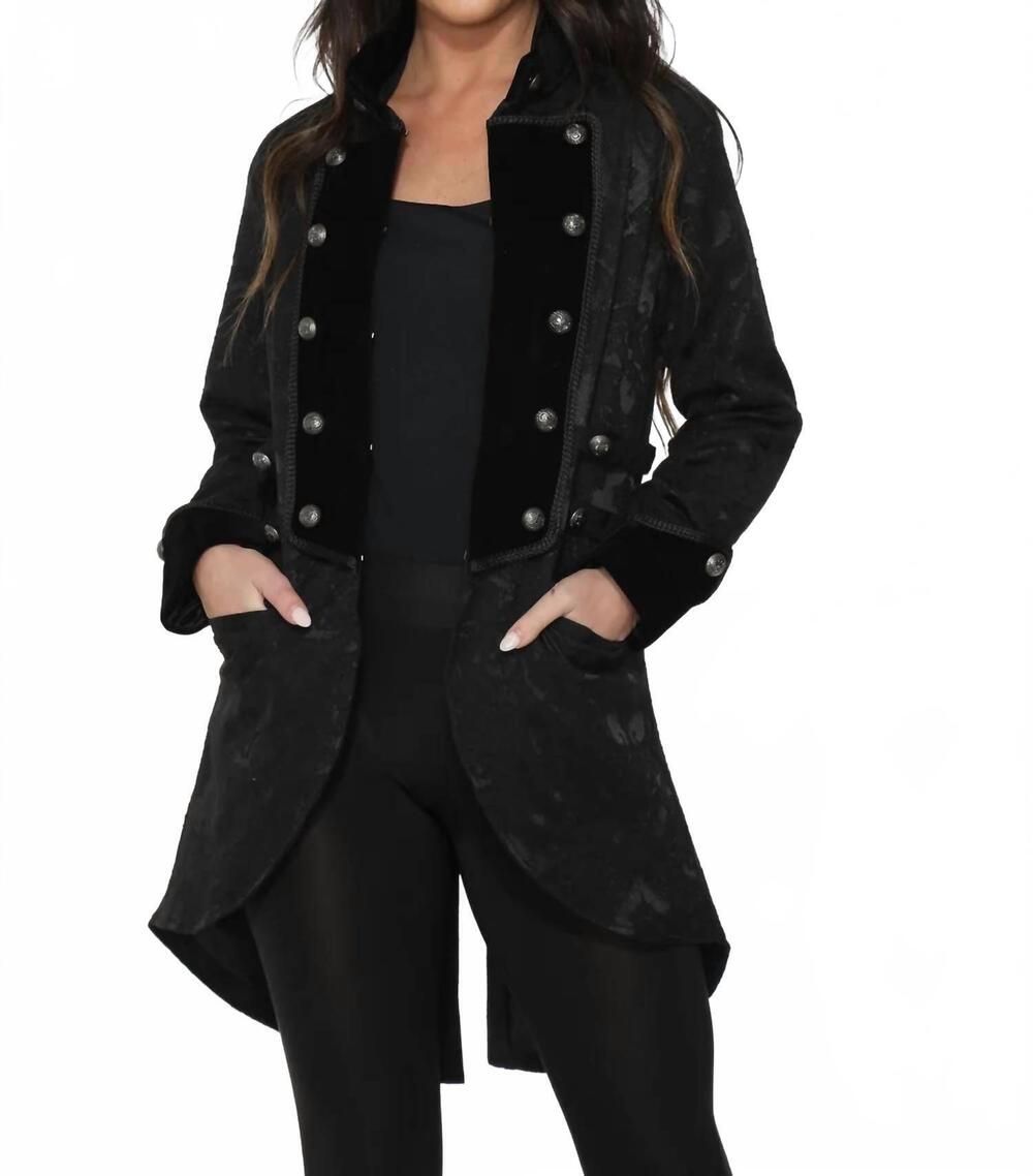 NEW ORCHID BLOOM brocade pirate coat in black